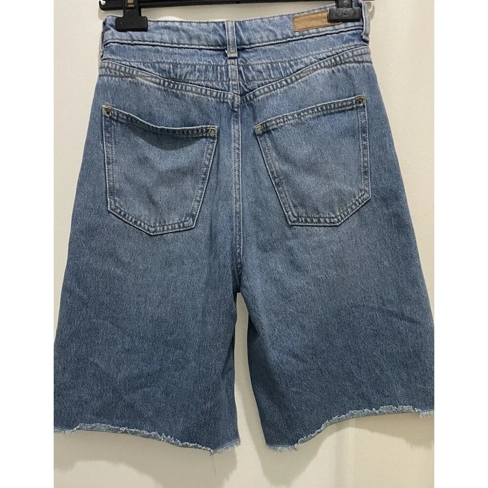 Esprit Baggy High Waist Bermuda Denim Shorts Skate Mom Jean 100% Cotton SZ 26